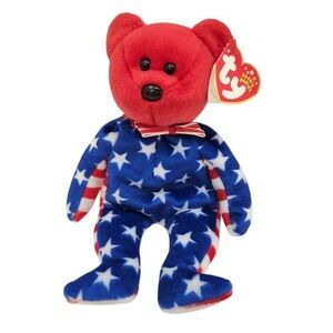 Ty‎ Beanie Babies 2001 Liberty The Bear - red face